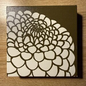 Floral Canvas Art in Green and White